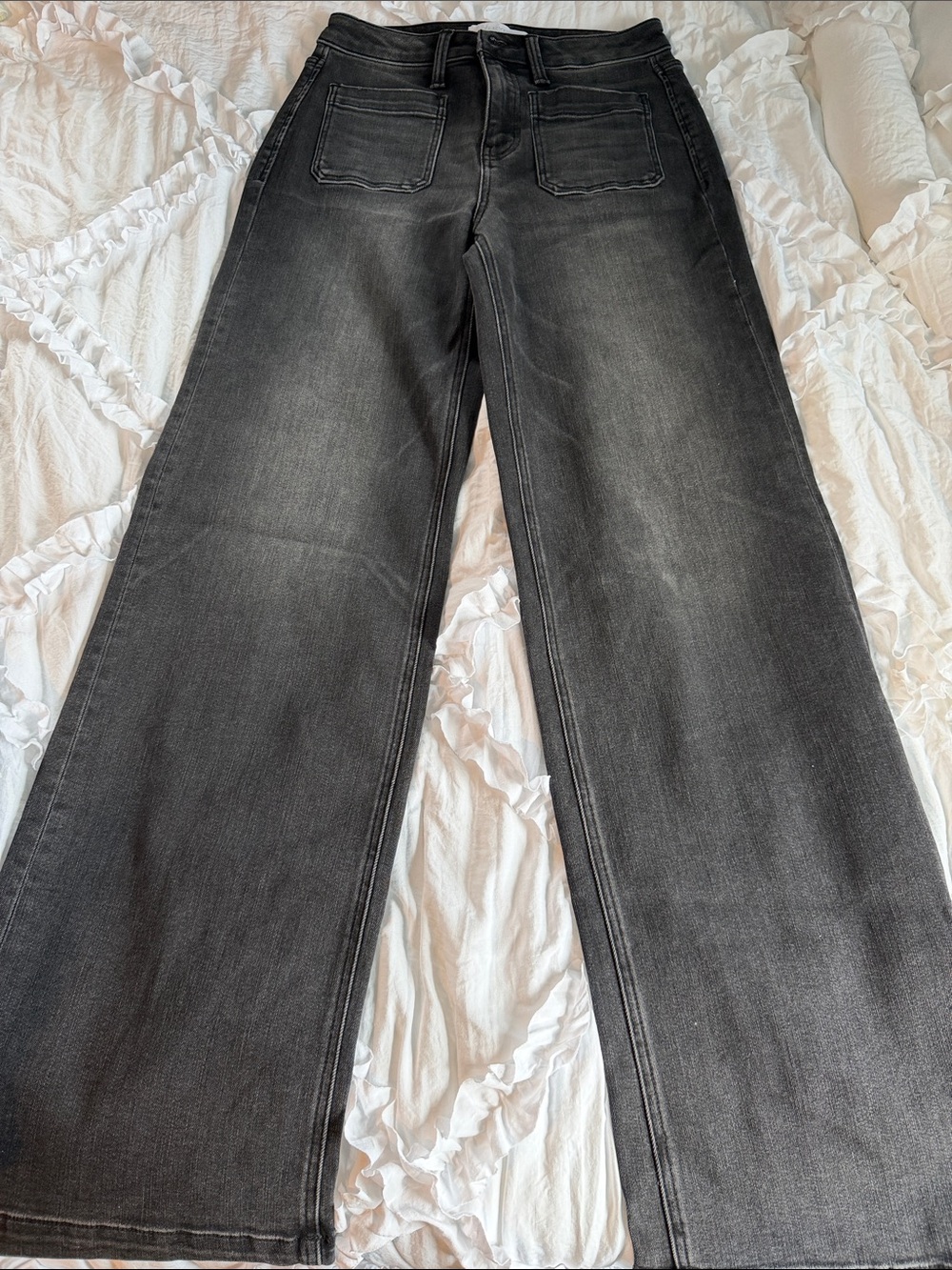 Vici Wide Leg Gray Washed Flare Jeans worn once